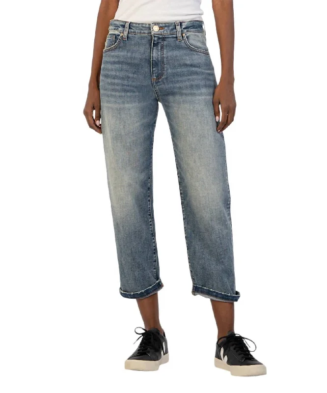 Trendy Online Boutiques Sienna Baggy Boyfriend Crop Jeans In Shaped Wash