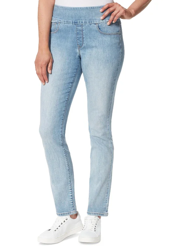 Women's Seasonal Attire Womens High Rise Pull On Straight Leg Jeans