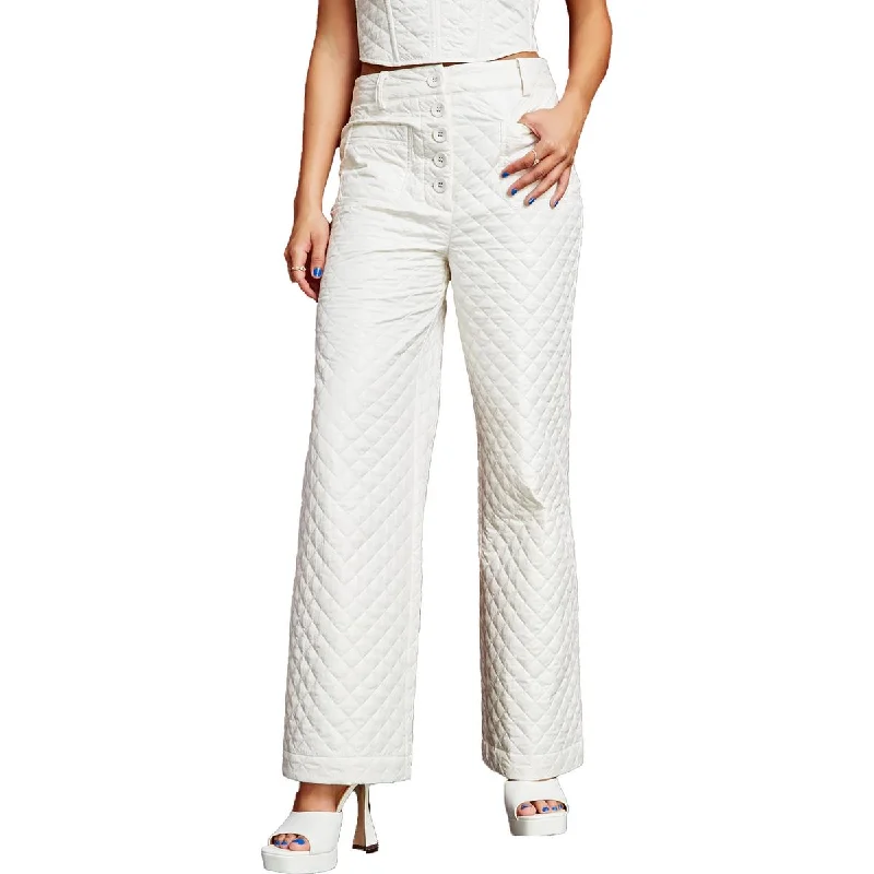 Women's Clothing Sets Womens Quilted Button Fly Wide Leg Pants